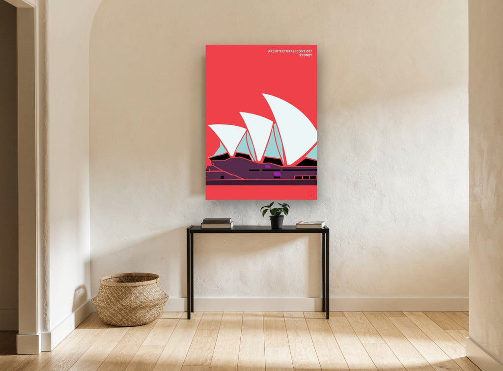 Coral Sails city canvas print on the wall of a hallway
