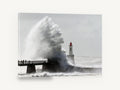 Storm Surge Lighthouse, storm wave lighthouse photograph, coastal canvas wall art print ready to hang