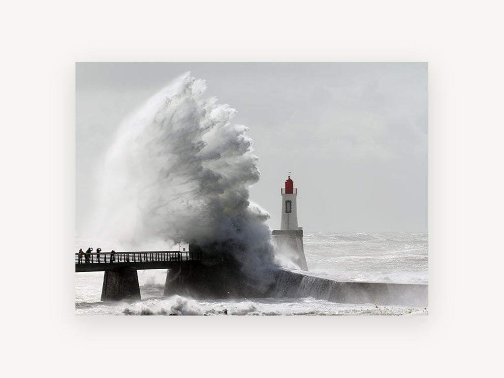 Storm Surge Lighthouse, coastal canvas wall art print, front view