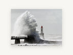 Storm Surge Lighthouse, coastal canvas wall art print, front view