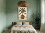 Terracotta Palm Study floral canvas print on the wall of a bedroom
