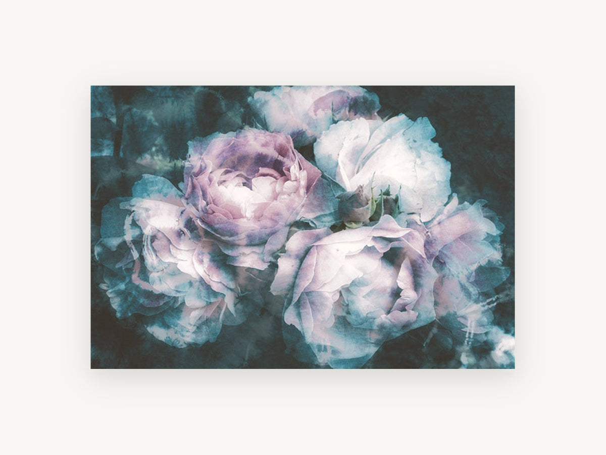 Dusk Rose Bloom, floral canvas wall art print, front view