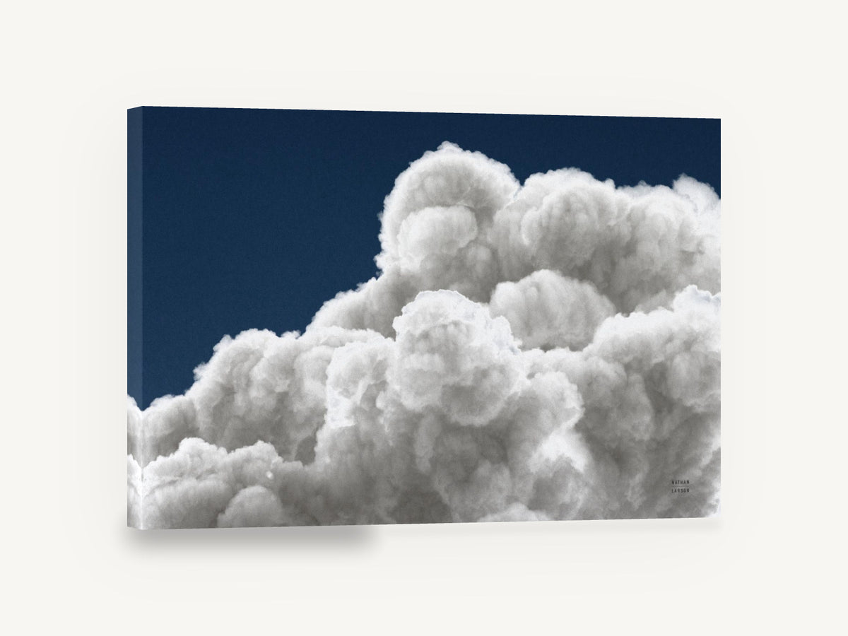 Billowing Cumulus Navy, cumulus cloud against navy sky photograph, landscape canvas wall art print ready to hang