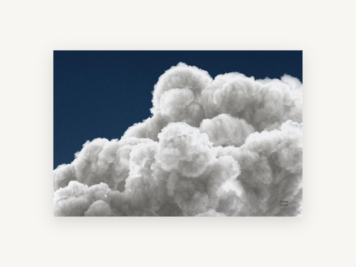 Billowing Cumulus Navy, cumulus cloud against navy sky photograph, landscape canvas wall art print, front view