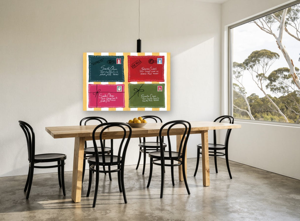 Letters to Santa kids canvas print on the wall of a dining room