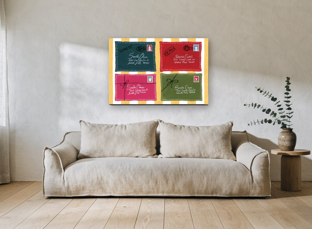 Letters to Santa kids canvas print on the wall of a living room