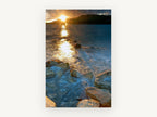 Sunburst Over Rocky Shallows, coastal canvas wall art print, front view