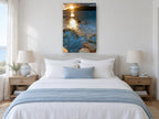 Sunburst Over Rocky Shallows coastal canvas print on the wall of a coastal bedroom