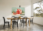 Gingerbread Snow Home kids canvas print on the wall of a dining room