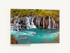 Turquoise Cascade Pool, turquoise waterfall pool photograph, landscape canvas wall art print ready to hang