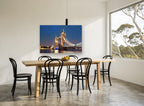 Tower Bridge Blue Hour city canvas print on the wall of a dining room