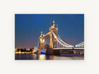 Tower Bridge Blue Hour, tower bridge london at dusk photograph, city canvas wall art print, front view