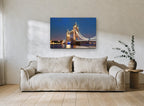 Tower Bridge Blue Hour city canvas print on the wall of a living room