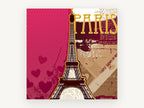 Paris in Magenta and Gold, eiffel tower paris illustration, city canvas wall art print, front view