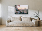 Terrace Dinner Over the Seine city canvas print on the wall of a living room
