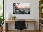 Terrace Dinner Over the Seine city canvas print on the wall of a study