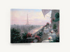 Paris Terrace at Dusk, paris terrace view of eiffel tower, city canvas wall art print ready to hang