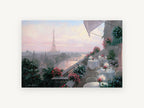 Paris Terrace at Dusk, paris terrace view of eiffel tower, city canvas wall art print, front view