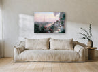 Paris Terrace at Dusk city canvas print on the wall of a living room