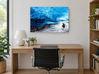Blue Ice Cavern landscape canvas print on the wall of a study
