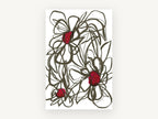 Crimson Centre Line Blooms, floral canvas wall art print, front view