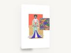 Kimono Collage Figure, kimono figure paper collage portrait, floral canvas wall art print ready to hang