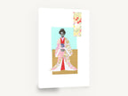 Paper Kimono Figure, kimono figure paper collage art, floral canvas wall art print ready to hang