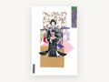Kimono Paper Collage, floral canvas wall art print, front view