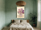 Mauve Roses in Chintz Cup floral canvas print on the wall of a bedroom