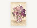 Mauve Roses in Chintz Cup, floral canvas wall art print, front view