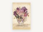 Teacup Rose Bouquet, floral canvas wall art print, front view