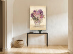 Teacup Rose Bouquet floral canvas print on the wall of a hallway