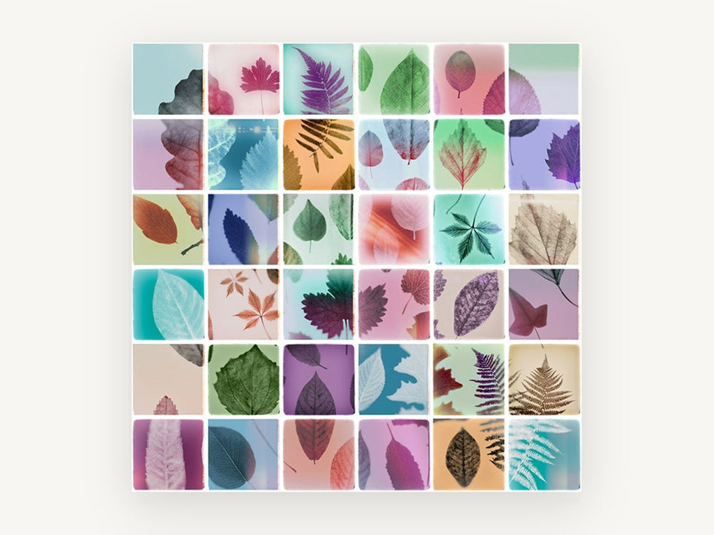 Leaf Print Mosaic, floral canvas wall art print, front view