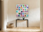 Leaf Print Mosaic floral canvas print on the wall of a hallway