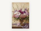 Lilac Rose Urn Bouquet, floral canvas wall art print, front view