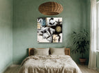 Diver Among Sea Stars vintage canvas print on the wall of a bedroom