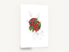 Berries in the Circle, red berries botanical illustration watercolour, floral canvas wall art print ready to hang