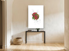 Berries in the Circle floral canvas print on the wall of a hallway