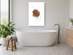 Berries in the Circle floral canvas print on the wall of a bathroom