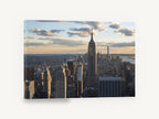 Empire State Golden Hour, empire state building manhattan skyline photograph, city canvas wall art print ready to hang