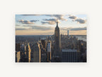 Empire State Golden Hour, empire state building manhattan skyline photograph, city canvas wall art print, front view