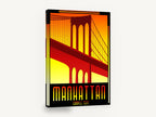 Manhattan Bridge Deco, manhattan bridge art deco poster illustration, city canvas wall art print ready to hang
