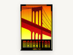 Manhattan Bridge Deco, manhattan bridge art deco poster illustration, city canvas wall art print, front view