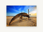 Upturned Boat Sunset Sands, coastal canvas wall art print, front view