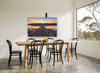 Jetty at First Light coastal canvas print on the wall of a dining room