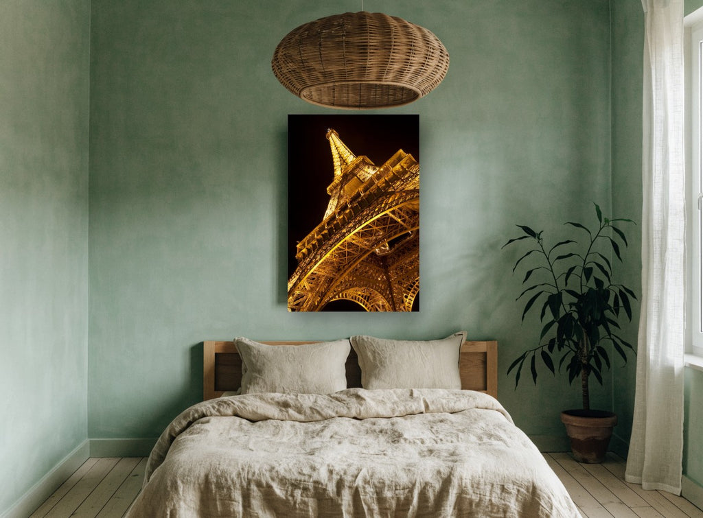 Golden Tower Ascent city canvas print on the wall of a bedroom