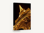 Golden Tower Ascent, eiffel tower at night photograph, city canvas wall art print ready to hang