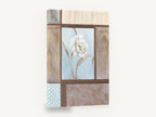 White Bloom in Blue Panel, white flower blue beige panel artwork, floral canvas wall art print ready to hang