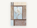 White Bloom in Blue Panel, floral canvas wall art print, front view