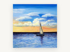 Sailing Into Amber Dusk, coastal canvas wall art print, front view